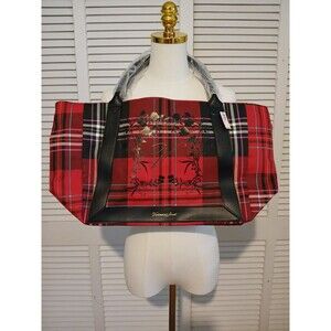 NWT Victoria Secret Red Plaid Tote Shoulder Bag Large Lightweight